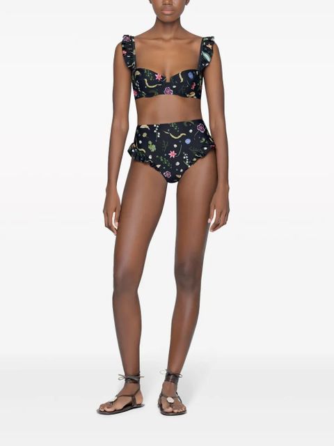 Agua By Agua Bendita Jengibre Tesoro floral-print bikini bottoms - Black