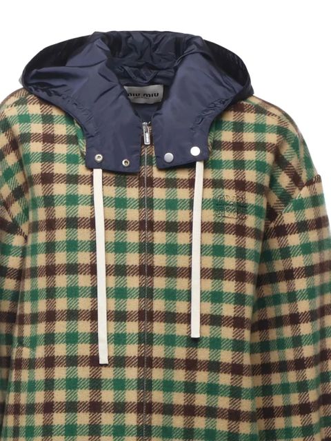 Miu Miu gingham-check hooded jacket - Green