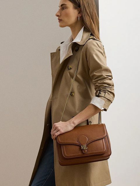 Lauren Ralph Lauren torebka skórzana kolor brązowy 431974551