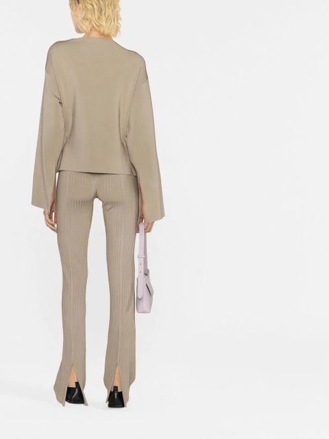 Nanushka slit-front ribbed slim trousers - Neutrals - zdjęcie produktu nr 2