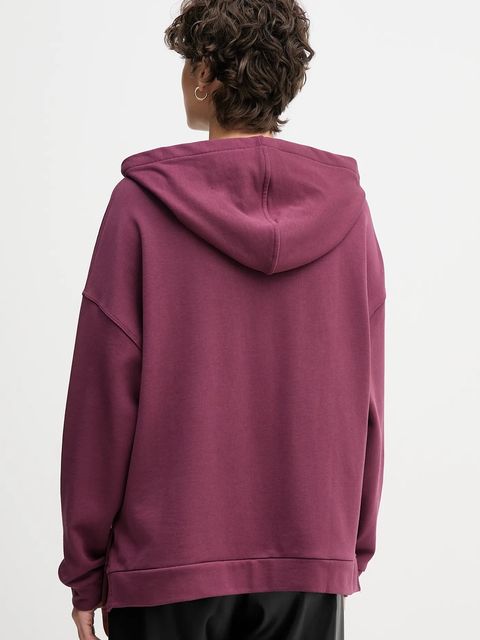 United Colors of Benetton bluza bawełniana damska kolor fioletowy z kapturem gładka 3UNID500R