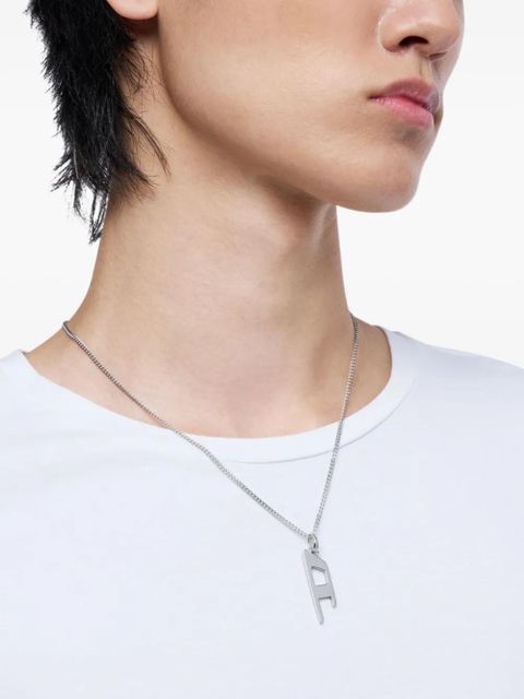 Diesel logo-pendant necklace - Grey