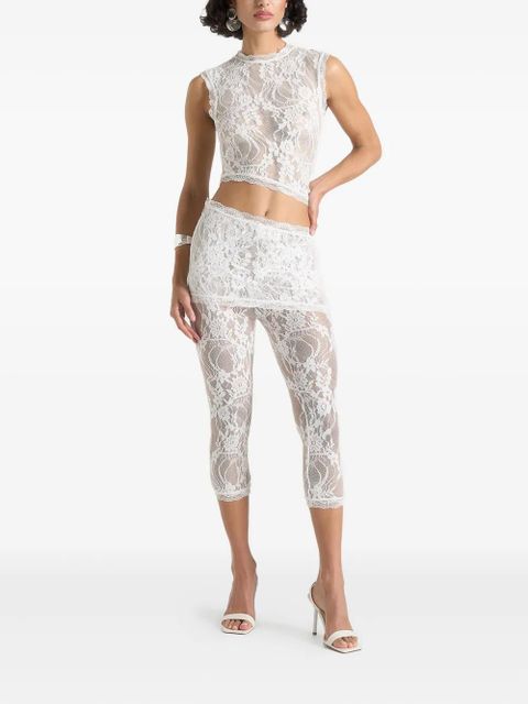 Manière De Voir Aimée lace asymmetric capri trousers - White - zdjęcie produktu nr 2