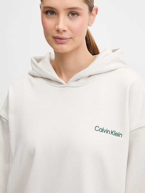 Calvin Klein Performance bluza damska kolor beżowy z kapturem gładka LVGWF5W309