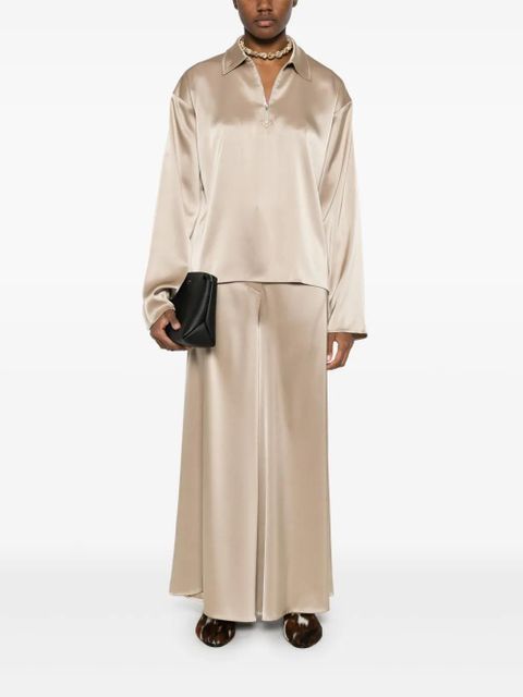 Nanushka satin polo top - Neutrals