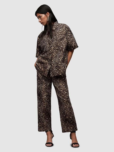 AllSaints spodnie JEMI LEPPO damskie kolor czarny szerokie high waist