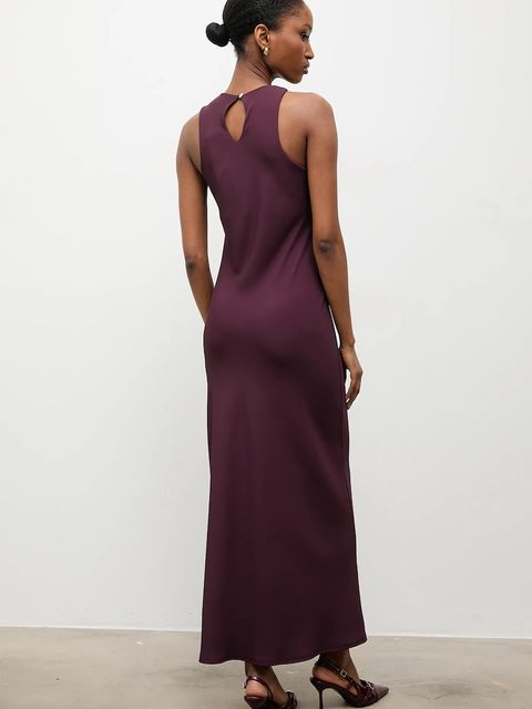 Answear.LAB sukienka kolor bordowy maxi dopasowana