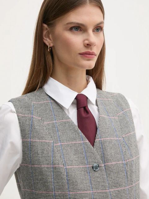 Pepe Jeans kamizelka wełniana FLORINA kolor szary jednorzędowa PL402520