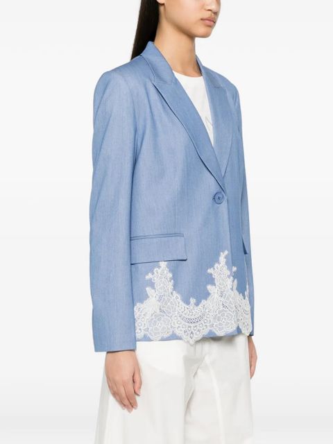 TWINSET lace-trim blazer - Blue