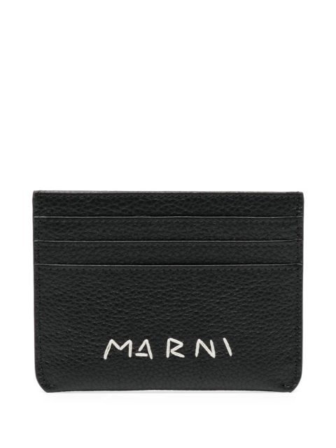 Marni logo-embroidered cardholder - Black