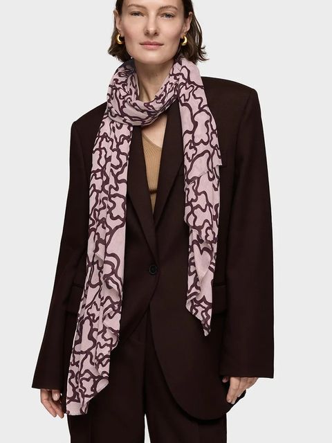 Tous szal damski kolor bordowy wzorzysty 2002202633