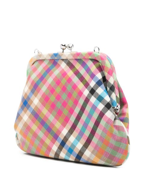 Vivienne Westwood Vivienne orb-motif check-pattern clutch bag - Pink