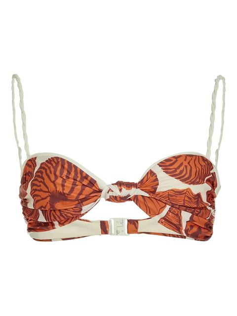 Johanna Ortiz oyster shell-print bikini top - Orange
