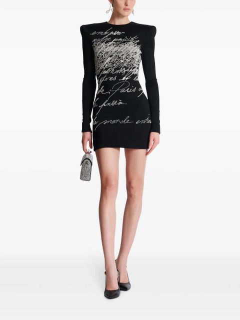 Balmain rhinestone-embellished mini dress - Black