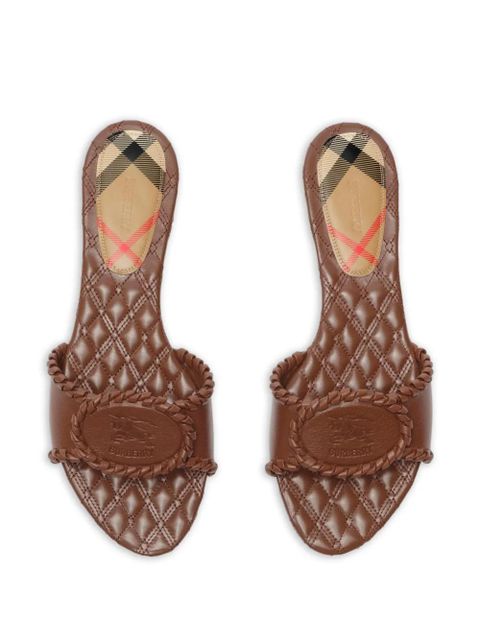 Burberry leather knight stamp sandals - Brown