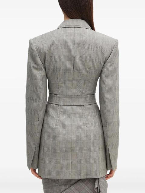 Sportmax belted check jacket - Grey