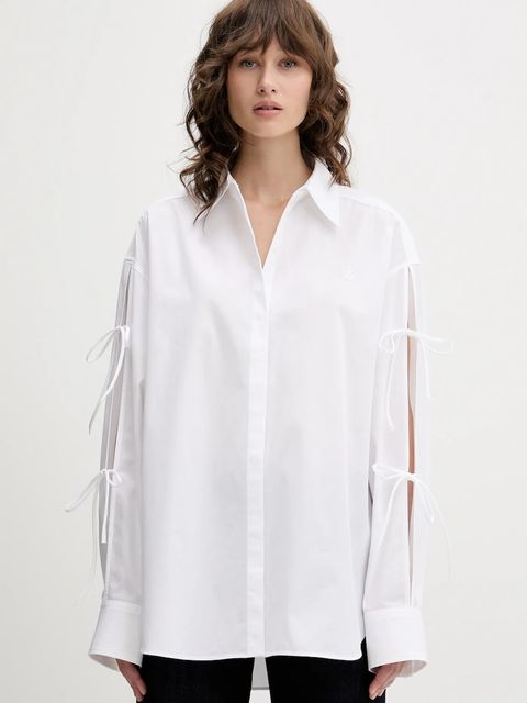 HUGO koszula bawełniana damska kolor biały relaxed z kołnierzykiem klasycznym 50538440 - zdjęcie produktu nr 1