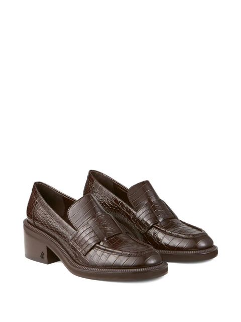 Jimmy Choo 50mm Tylor crocodile-effect leather loafer pumps - Brown - zdjęcie produktu nr 2