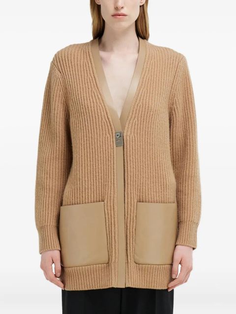 Ferragamo leather-trim buckle cardigan - Neutrals - zdjęcie produktu nr 2
