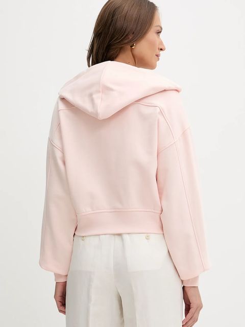 Calvin Klein Jeans bluza bawełniana damska kolor pomarańczowy z kapturem gładka LV047C216G