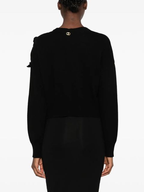 TWINSET floral-appliqué cardigan - Black