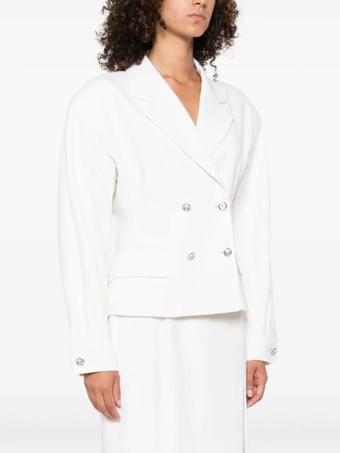 Alessandra Rich crystal-embellished double-breasted jacket - White