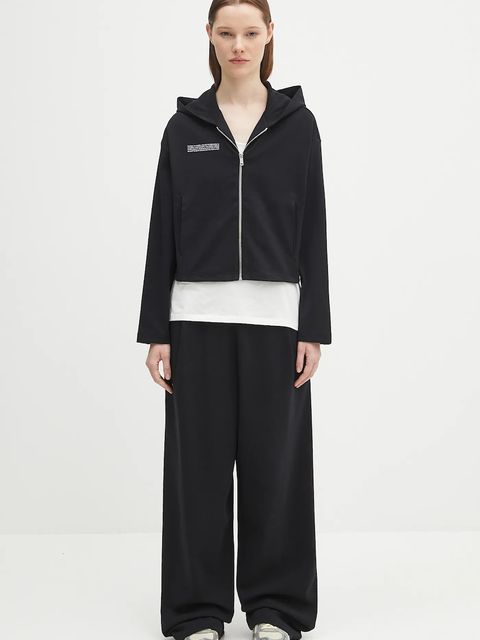 Pangaia bluza DNA Double Jersey Zip Up Hoodie damska kolor czarny z kapturem gładka 10002361