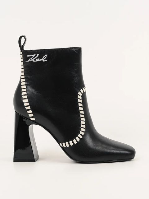 Karl Lagerfeld botki skórzane ASTRA NOVA damskie kolor czarny na słupku KL33142 - zdjęcie produktu nr 1