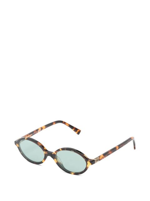 Miu Miu Eyewear tortoiseshell-pattern oval-frame sunglasses - Brown - zdjęcie produktu nr 2
