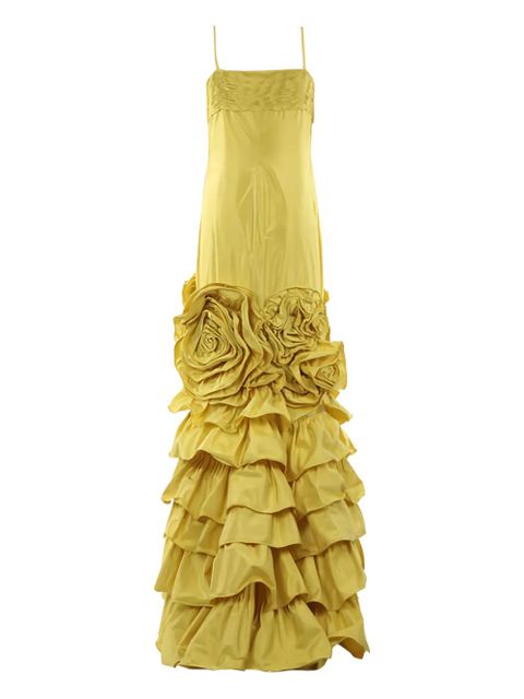 Valentino Garavani pleated rose-embellished midi dress - Yellow - zdjęcie produktu nr 2