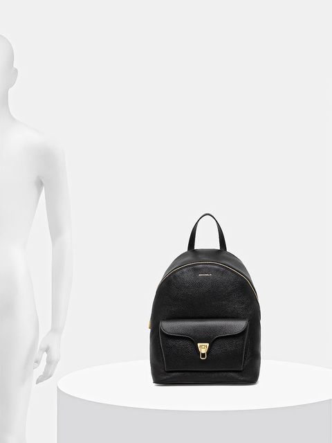 Coccinelle plecak skórzany damski kolor czarny duży gładki E1.TFK.14.02.01