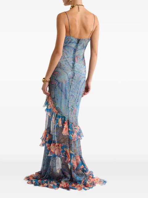 ETRO ruffled floral-print maxi dress - Blue