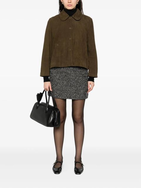 Ba&Sh classic-collar leather jacket - Green - zdjęcie produktu nr 2