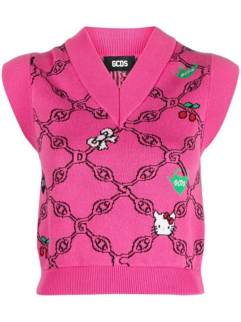 GCDS graphic-print jacquard vest - Pink - zdjęcie produktu nr 1