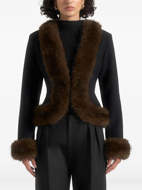 Manière De Voir Lina faux fur-trim jacket - Black - zdjęcie produktu nr 1