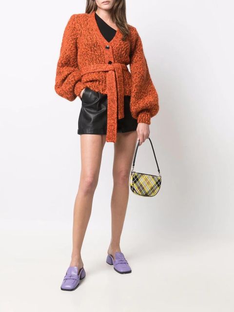 GANNI Mouline puff-sleeve cardigan - Orange