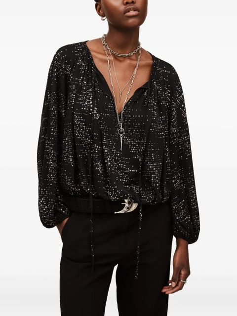 Ba&Sh Torny tie detail patterned top - Black - zdjęcie produktu nr 2