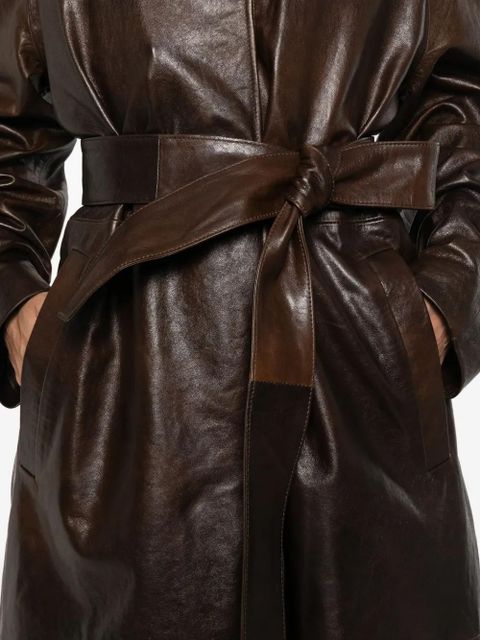 Magda Butrym belted leather coat - Brown