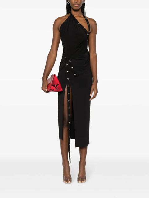 The Attico one-shoulder asymmetric midi dress - Black
