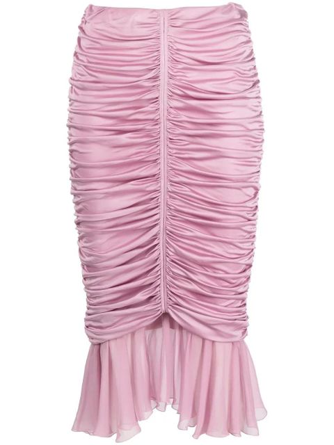 Blumarine ruched silk midi skirt - Pink - zdjęcie produktu nr 1