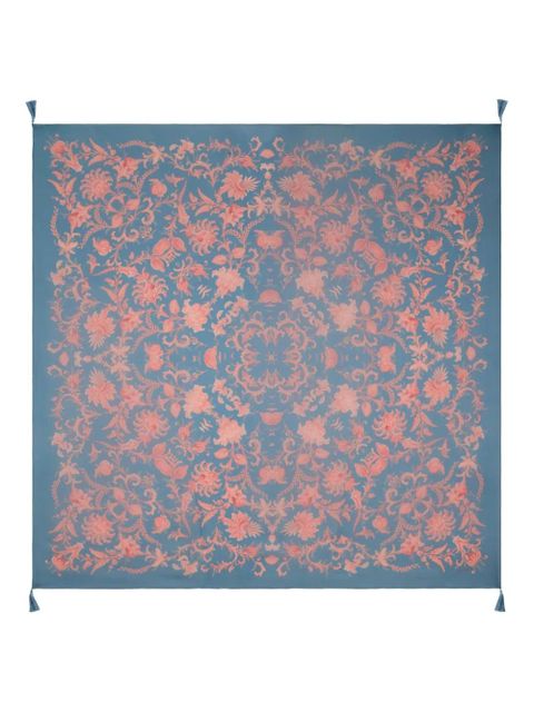 ETRO floral tassel silk shawl - Blue - zdjęcie produktu nr 1