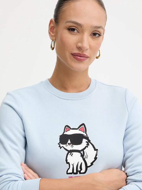 Karl Lagerfeld bluza damska kolor niebieski z nadrukiem A4W20043
