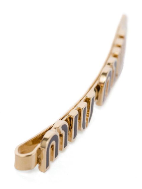 Miu Miu logo-lettering hairclip - Black - zdjęcie produktu nr 2