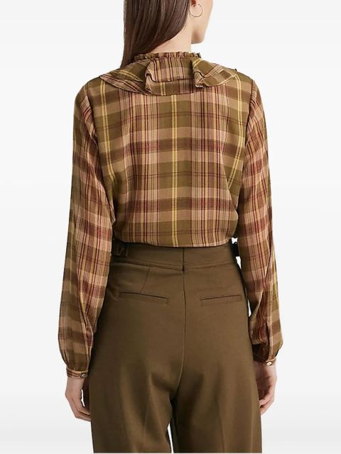 Lauren Ralph Lauren plaid ruffled blouse - Brown