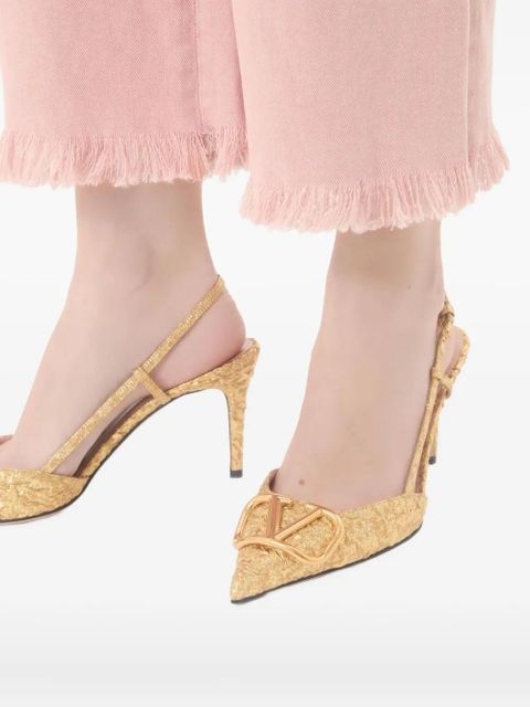 Valentino Garavani VLogo Signature slingback pumps - Gold