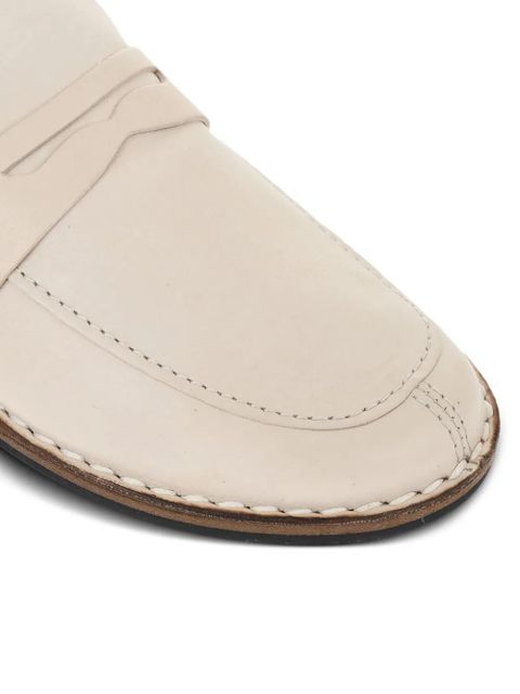 The Row Cary leather penny loafers - White