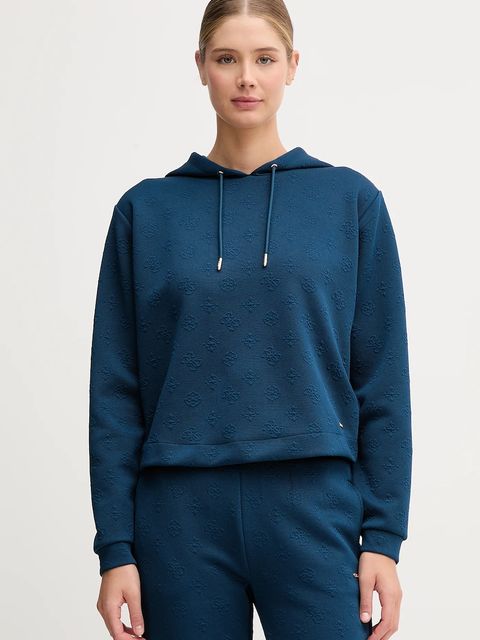Guess bluza PEONY damska kolor niebieski z kapturem gładka V5YQ04 KBSL2 - zdjęcie produktu nr 1