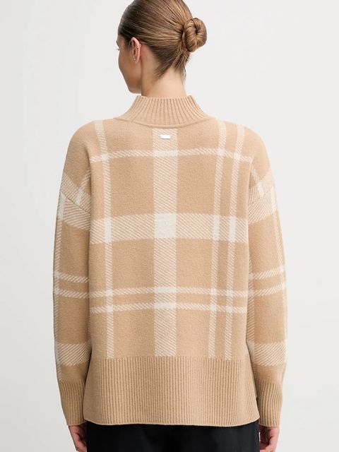 Barbour sweter z wełną HARRIET damski kolor beżowy lekki z półgolfem LKN1673