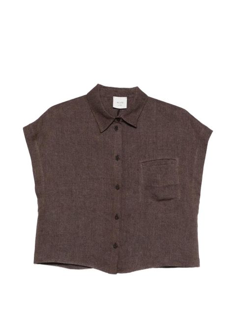 Alysi cropped linen shirt - Brown - zdjęcie produktu nr 1