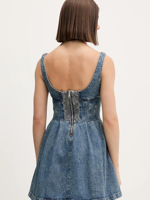 Tommy Jeans sukienka jeansowa kolor niebieski mini rozkloszowana DW0DW22001 - zdjęcie produktu nr 2